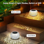 Solar Lanterns Outdoor Waterproof: 4 Pack White Hollow Out Metal Solar Lights - Image 3
