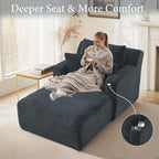 65.4" Chaise Lounge Chair Indoor, Oversized Boneless Couch Comfy Upholstered - Image 4