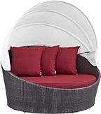 Modway Convene Wicker Rattan Outdoor Patio Retractable Canopy Round Poolside by Modway