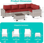 6-Piece Outdoor Patio Furniture Set Wicker Sectional Sofa Set, Patio - Image 5