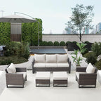Belord Wicker Patio Furniture 5 Piece Outdoor Sofa Set, Oversize Outdoor Dining - Image 3