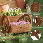 Wooden Wagon Planter Flower Cart - Image 3