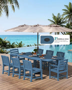 SERWALL 9-Piece Outdoor Dining Set, All Weather HDPE Outdoor Furniture Set - Image 3