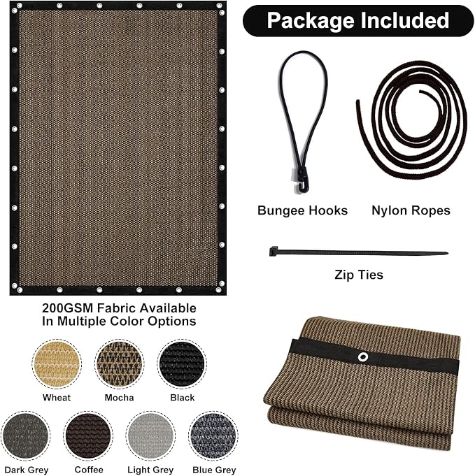 Artpuch 90% Sun Shade Cloth, 5 x 16 FT Pergola Shade Cover Canopy - Image 7