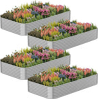 4 Pack Corrugated Galvanized Steel Raised Garden Bed Outdoor, Metal Above by CATMANOR