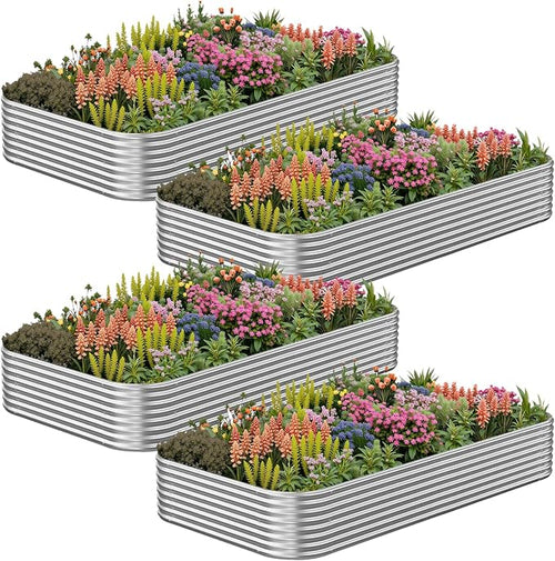 4 Pack Corrugated Galvanized Steel Raised Garden Bed Outdoor, Metal Above by CATMANOR