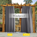 NICETOWN 2 Panels Outdoor Curtains Waterproof Pocket & Back Tab on Top & Bottom - Image 4