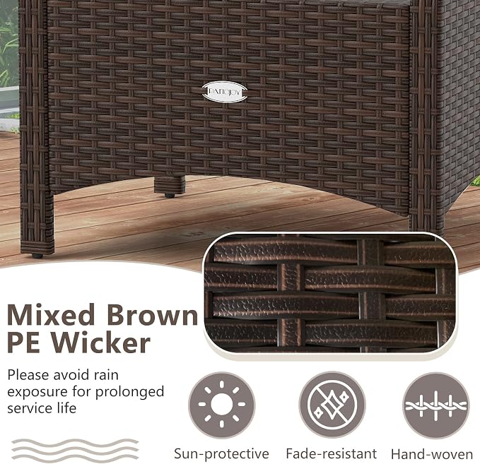 Tangkula 2 Pieces Outdoor Patio PE Wicker Ottomans - Image 5
