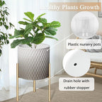 ARNIS Plants Pots with Stand, Unique Mid Century Decorative Metal Flower Pots - Image 4