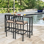 COSTWAY 3 Piece Outdoor Patio Bar Set, Metal Bar Table and Chairs Set - Image 2