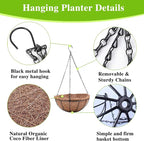 Hanging Planters Basket Set of 3 Hanging Flower Pots 10 Inch Chain Round Wire - Image 5