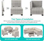6-Piece Outdoor Patio Furniture Set Wicker Sectional Sofa Set, Patio - Image 3