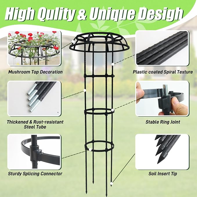 Garden Trellis for Climbing Plants Outdoor, 53 Inch Mushroom Top Trellis for - Image 3