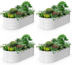 A ANLEOLIFE 4-Set 8X4X2 ft Galvanized Raised Garden Bed Kit, Oval Metal Deep by AAnleolife