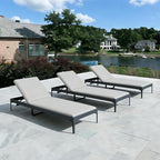 PURPLE LEAF Outdoor Chaise Lounge Set of 3 Aluminum Adjustable Patio Lounger by PURPLELEAF