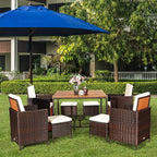 Tangkula 9 Pieces Patio Acacia Wood Table and Chairs Set - Image 2