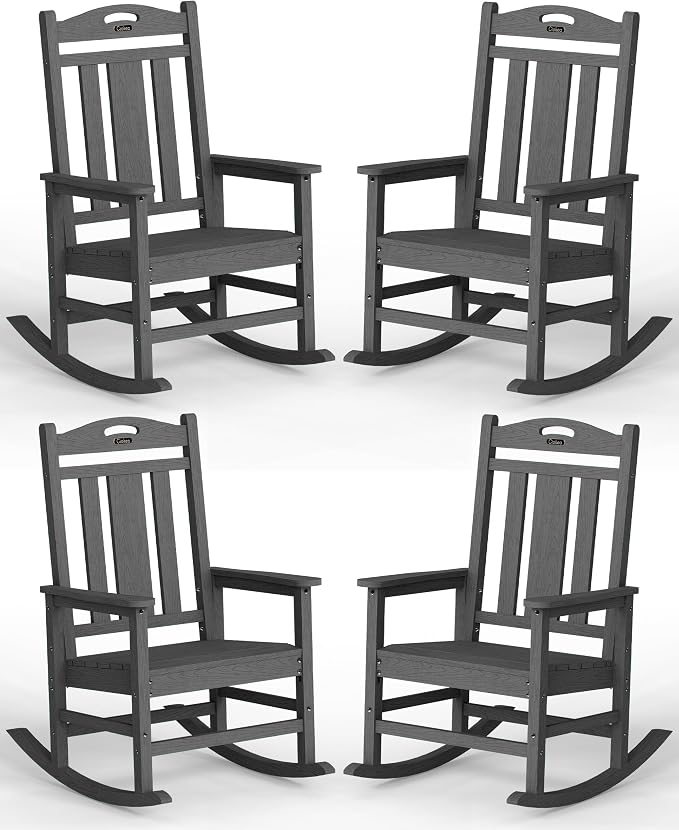Ciokea Oversized Outdoor Rocking Chairs Set of 4, 380lbs Heavy-Duty Large Patio by CIOKEA