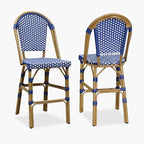 PURPLE LEAF French Counter Height Bar Stool Set of 2 25" Bamboo Print Finish by PURPLELEAF