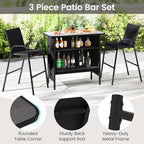 Tangkula 3 Piece Outdoor Bar Set, Patio Bar Height Table & Armchairs - Image 7