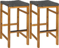 JONATHAN Y BSL1201B-SET2 Armand 30" Modern Coastal Backless Acacia Wood Outdoor by JONATHANY