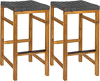 JONATHAN Y BSL1201B-SET2 Armand 30" Modern Coastal Backless Acacia Wood Outdoor by JONATHANY