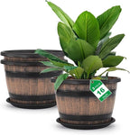 Quarut Large Plastic 3 Pack16 inch Plant Pots, Whiskey Barrel Planters by Quarut
