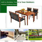 COSTWAY 4 Piece Patio Rattan Dining Furniture Set, Outdoor Acacia Wood Frame - Image 7