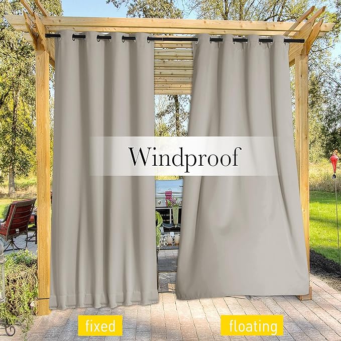 NICETOWN Outdoor Curtains for Patio Waterproof 108 inches Long 2 Panels - Image 6