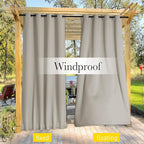 NICETOWN 2 Panels Waterproof Outdoor Curtains Fixed Grommet & Back Tab on Top & - Image 6