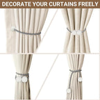 Hion Magnetic Curtain Tiebacks Grey 6 Pack, Curtain Tiebacks Buckles Holdbacks - Image 5