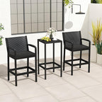 COSTWAY 3 Pieces Patio Bar Set, Modern Outdoor Bistro Set - Image 9