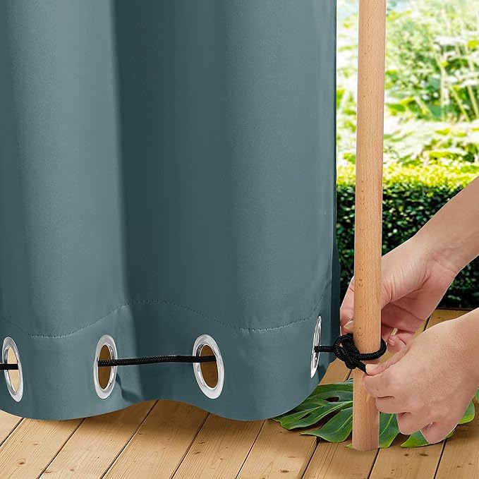 NICETOWN 2 Panels Waterproof Outdoor Curtains Fixed Grommet & Back Tab on Top & - Image 4