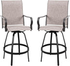 Vongrasig 2 Piece Patio Swivel Bar Chairs, All Weather Metal Textile High by Vongrasig