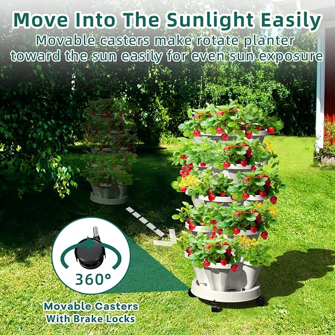 Strawberry Vertical Planters 5 Tiered, Stacking Tower Garden, Stackable Herb - Image 2