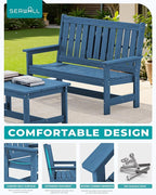 SERWALL Outdoor Bench with Cup Holder, All Weather Patio Benches with High - Image 6
