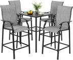 NUU GARDEN 5 Piece Outdoor Bar Set, Bar Height Patio Bistro Set, Textilene by NUUGARDENCORPORATION