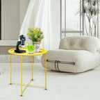 Garden 4 you End Table 2 PCS Metal Side Table Yellow Round Folding Tray Cyan - Image 9