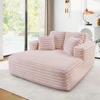 56" Oversized Chaise Lounge Chair Indoor, Plush Faux Fur Sleeper Sofa Couch Bed by JEEOHEY