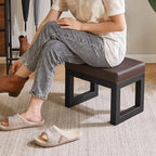 IBUYKE 16 Inch Small Foot Stool Ottoman, Rectangle PU Faux Leather Foot Rest - Image 2
