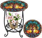 Outdoor Side Table Round Small Mosaic Patio Accent Indoor End Plant Coffee Tea by Cinnvoice