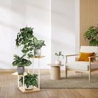 4 Tier Plant Stand Indoor Outdoor, Wood Metal Corner Shelf, Planter Shelf - Image 7