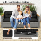 Tangkula 3-Seat Patio Wicker Couch Sofa, Outdoor 3 Seater Rattan Furniture Set - Image 5