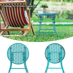 TeoKJ Folding Outdoor Side Tables, Anti Rust Small Patio Table Round Metal - Image 4
