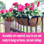 LaLaGreen Deck Railing Planter Boxes Black Metal Rectangular Hanging Planters - Image 7