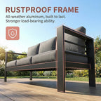 Kiss the Water Outdoor Couch Aluminum Patio Furniture Sofa, 3 Seat All-Weather - Image 4