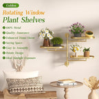 Window Rotating Plant Stand Shelf Indoor Gold Metal Floating Shelves 3-Tier - Image 3