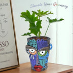 Abstract Face Planter Pots for Plants, Hand-Painted Colorful Flower Pots - Image 8