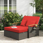LDAILY Moccha Outdoor Wicker Daybed, Patio Rattan Loveseat Sofa w/ 4-Level - Image 2