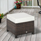 Outsunny 20" Patio Wicker Ottoman, Additional Seating, Side Table - Image 2
