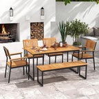 Tangkula 6 Pieces Outdoor Acacia Wood Dining Set, Patio Table and Chairs Set - Image 3